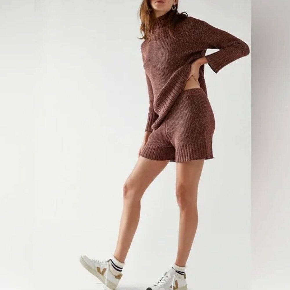 Free People Trez Sweater Short Set - L - Brown